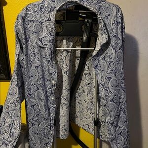 Tasso Elba Blue and White Paisley Shirt